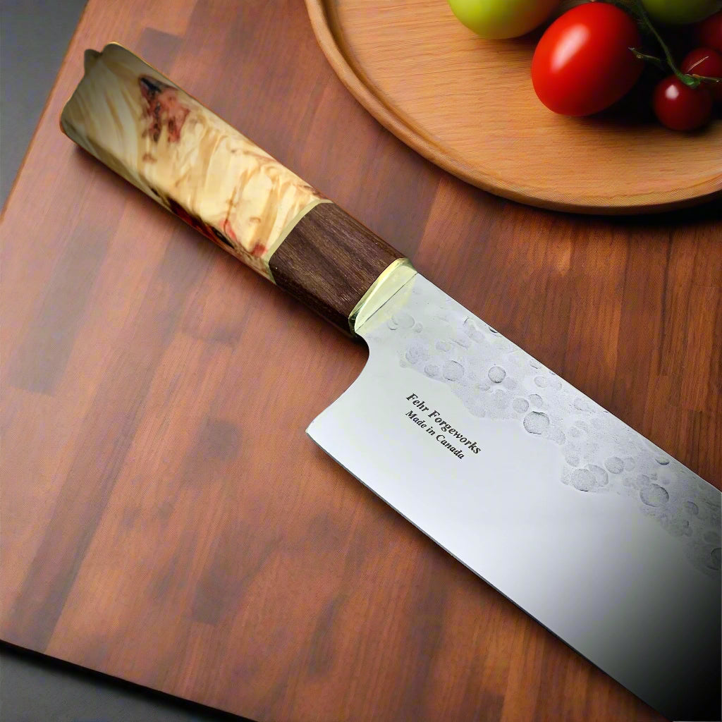 Japanese Kiritsuke - Live Edge Wa Handle - Forged AEB-L Stainless