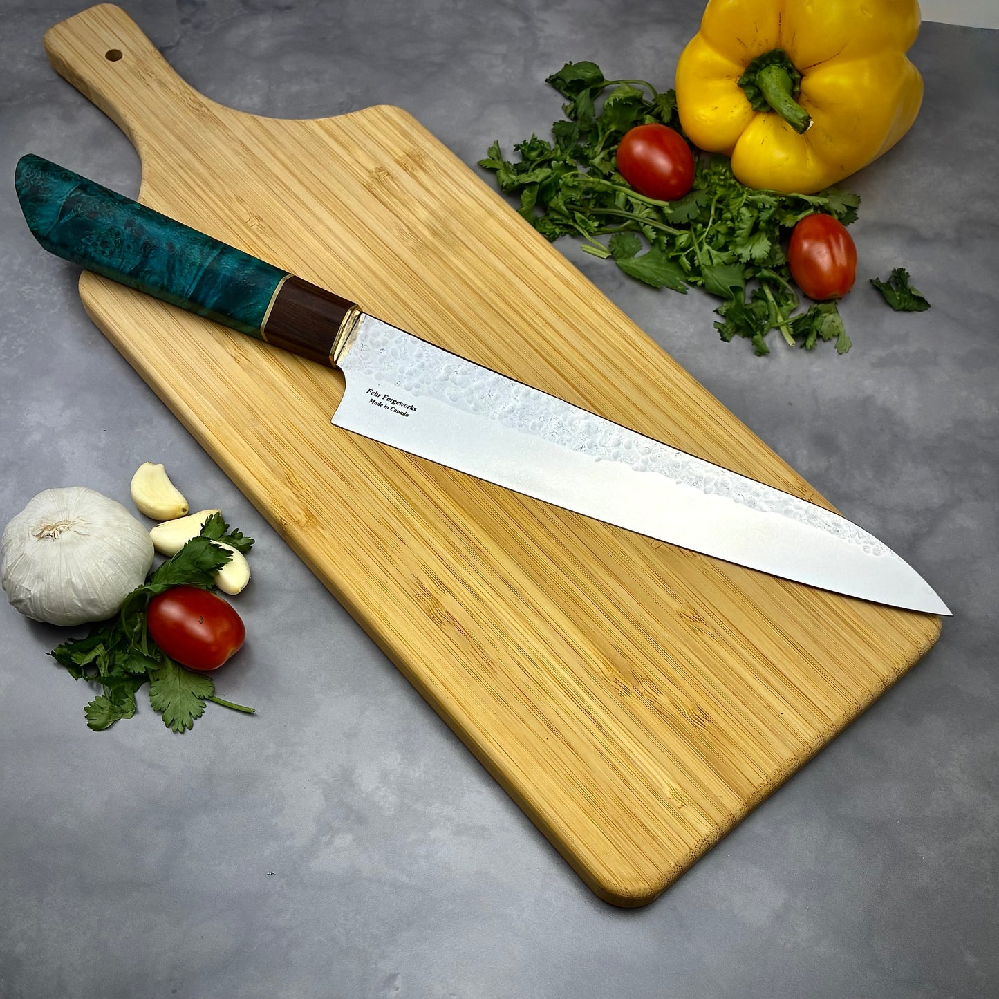 Japanese Gyuto - Blue Maple Wa Handle - Forged AEB-L Stainless