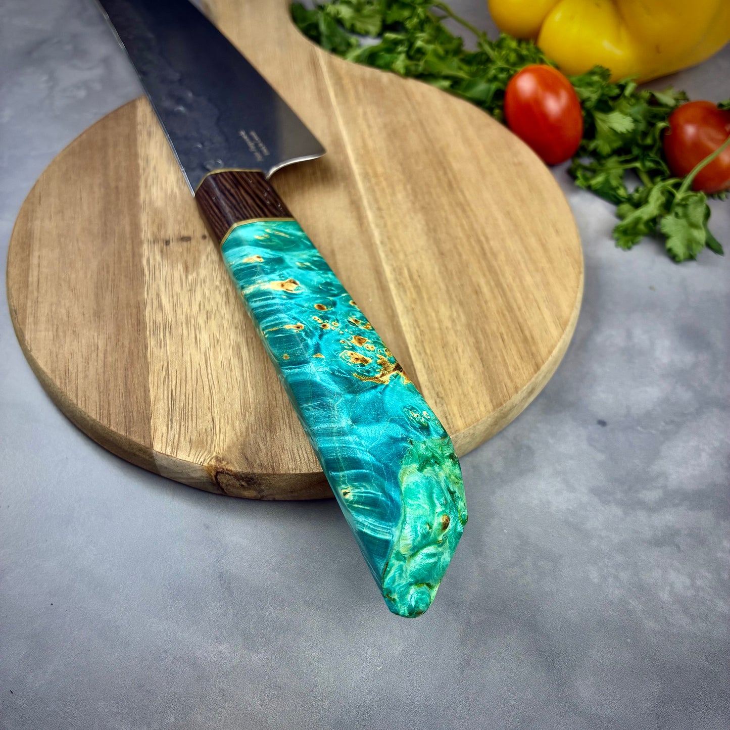 Japanese Kiritsuke - Live Edge Wa Handle - Forged AEB-L Stainless