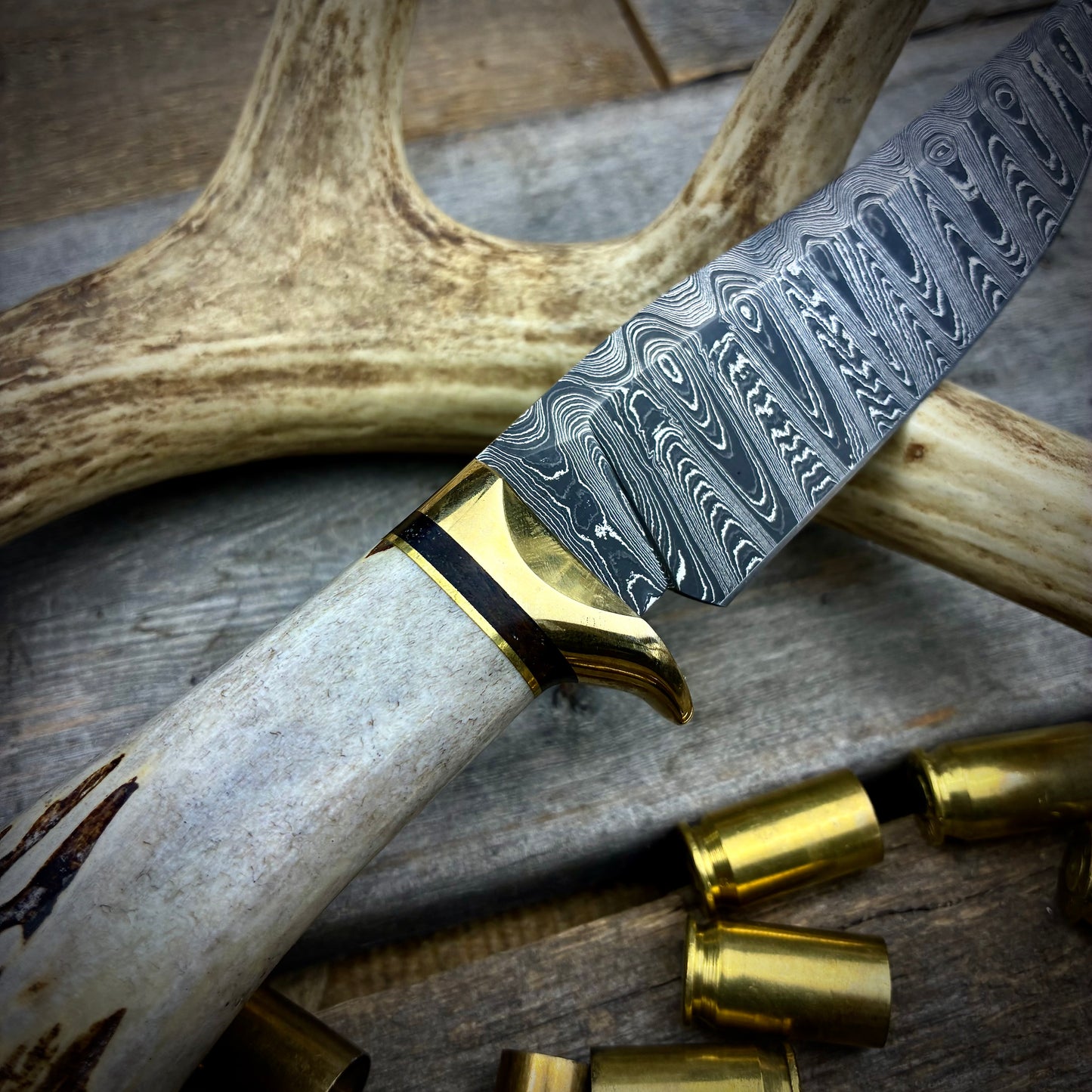 Damascus Hunter Antler Handle