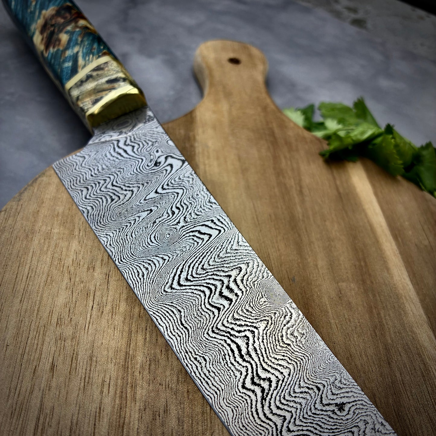 Damascus Japanese Gyuto - Maple Burl Handle