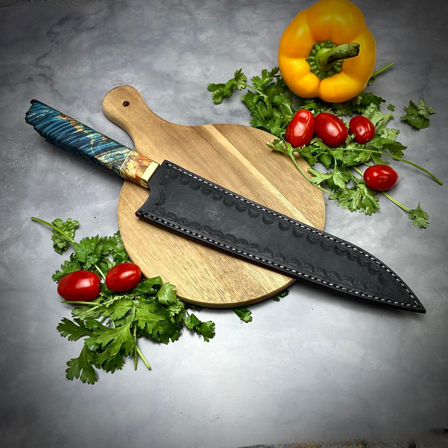 Damascus Japanese Gyuto - Maple Burl Handle
