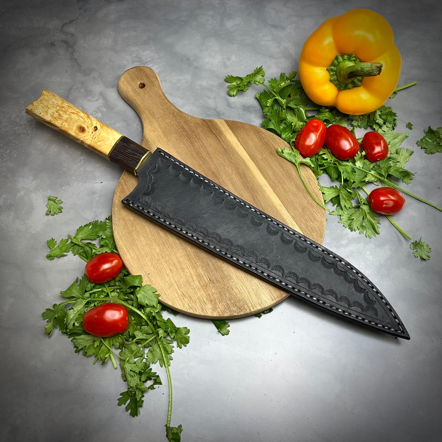 Japanese Gyuto - Live Edge Maple Handle - Forged AEB-L Stainless