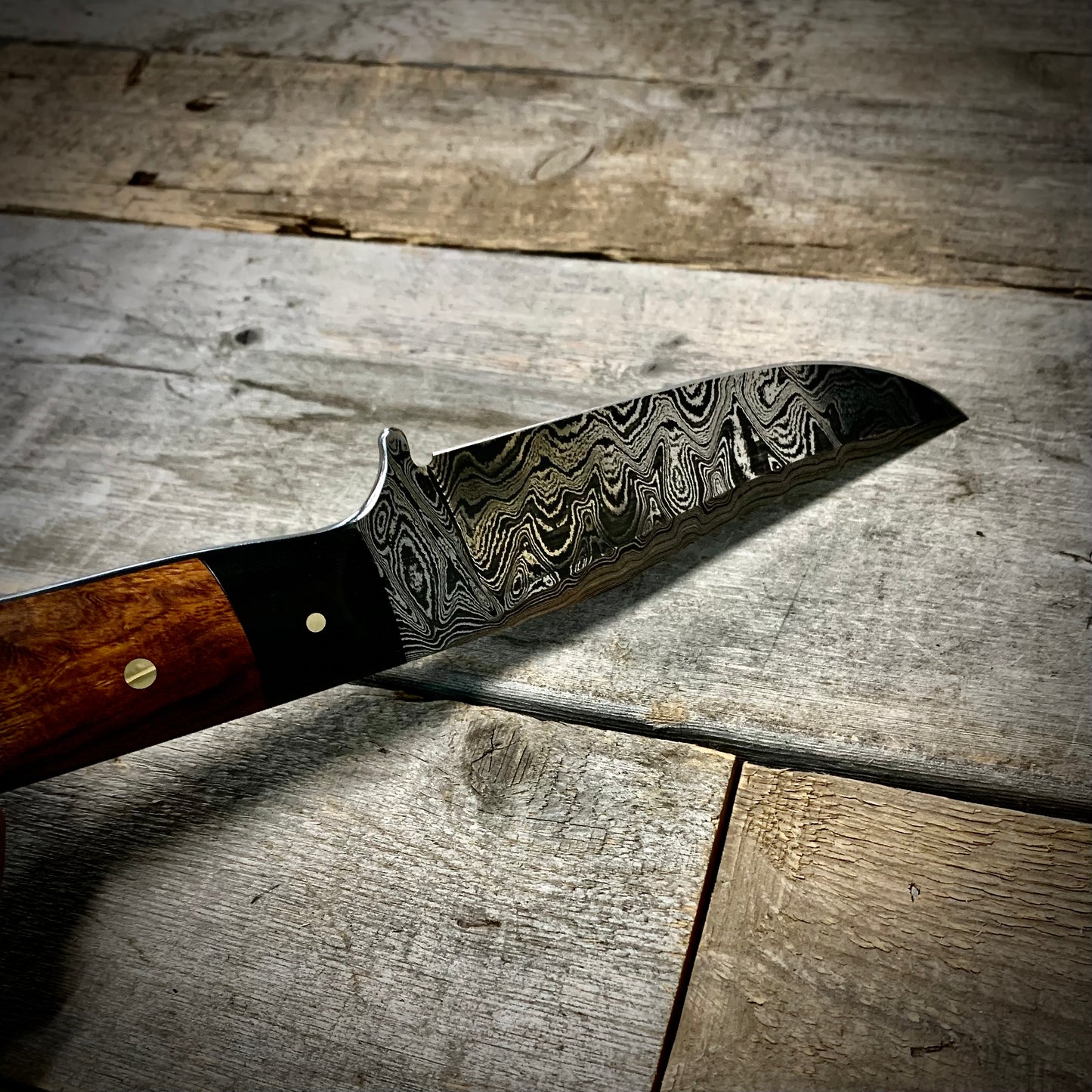 Damascus Hunter Desert Ironwood Burl Handle