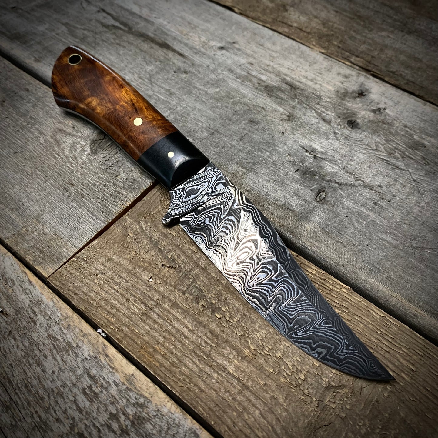 Damascus Hunter Desert Ironwood Burl Handle