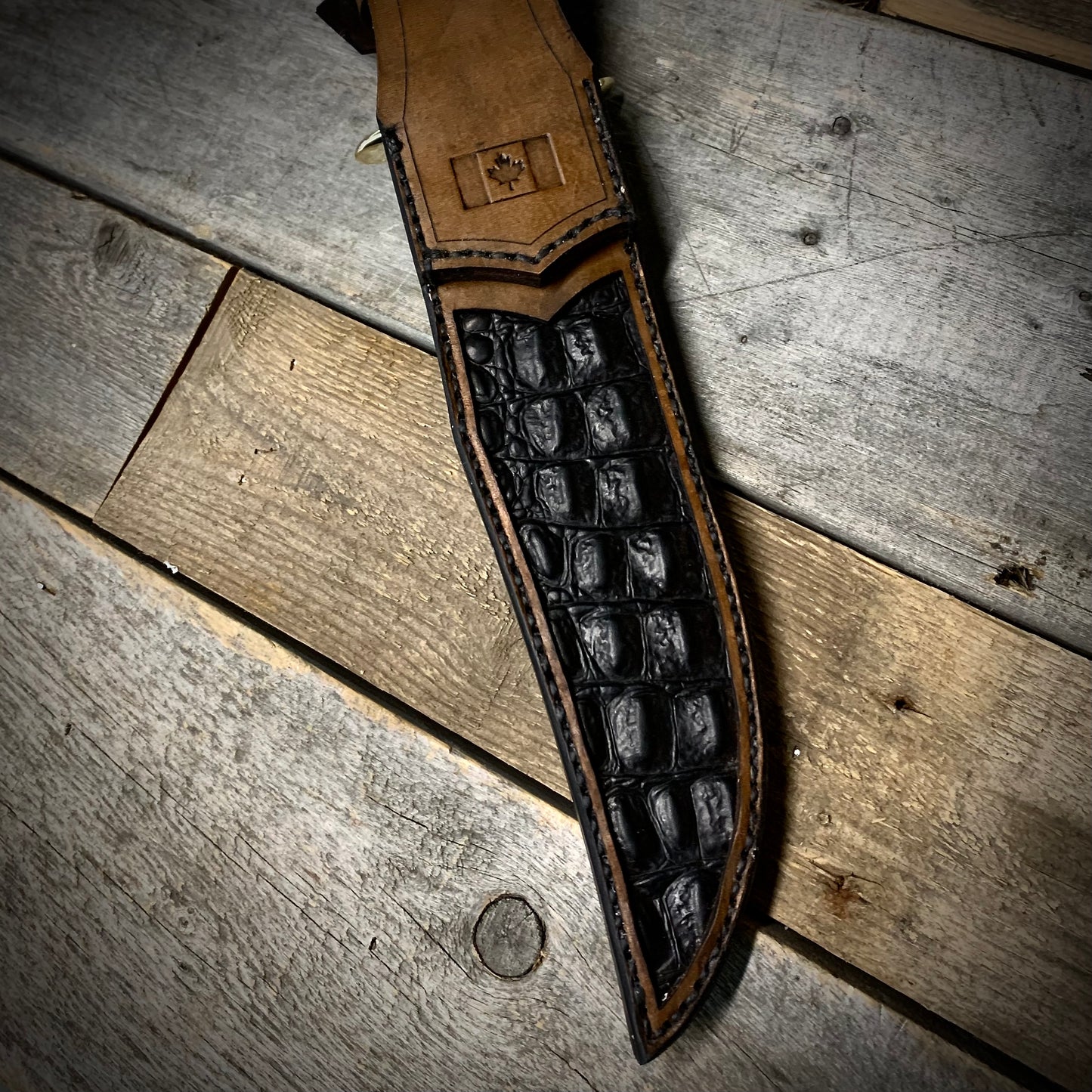 Damascus Bowie Bison Horn Handle