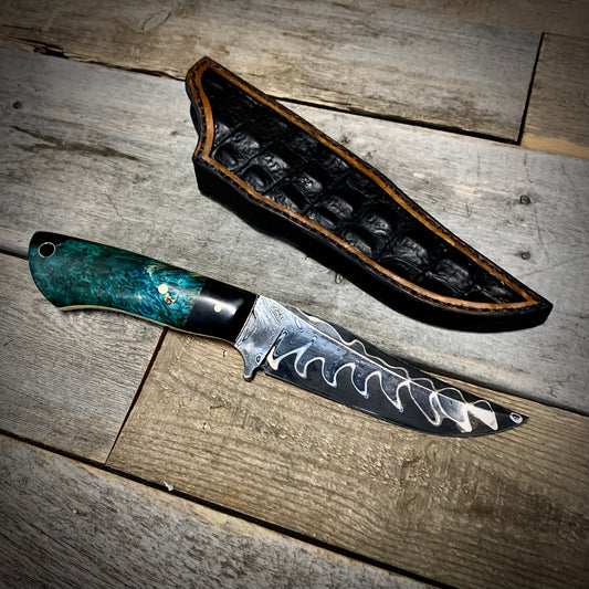 Bronze Damascus Hunter with Manitoba Maple Handle