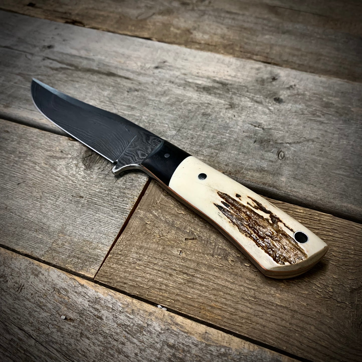 Damascus Hunter Moose Antler Handle