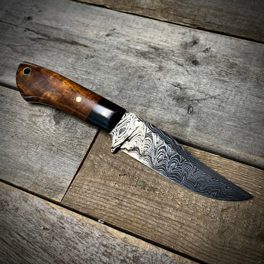 Damascus Hunter Desert Ironwood Burl Handle