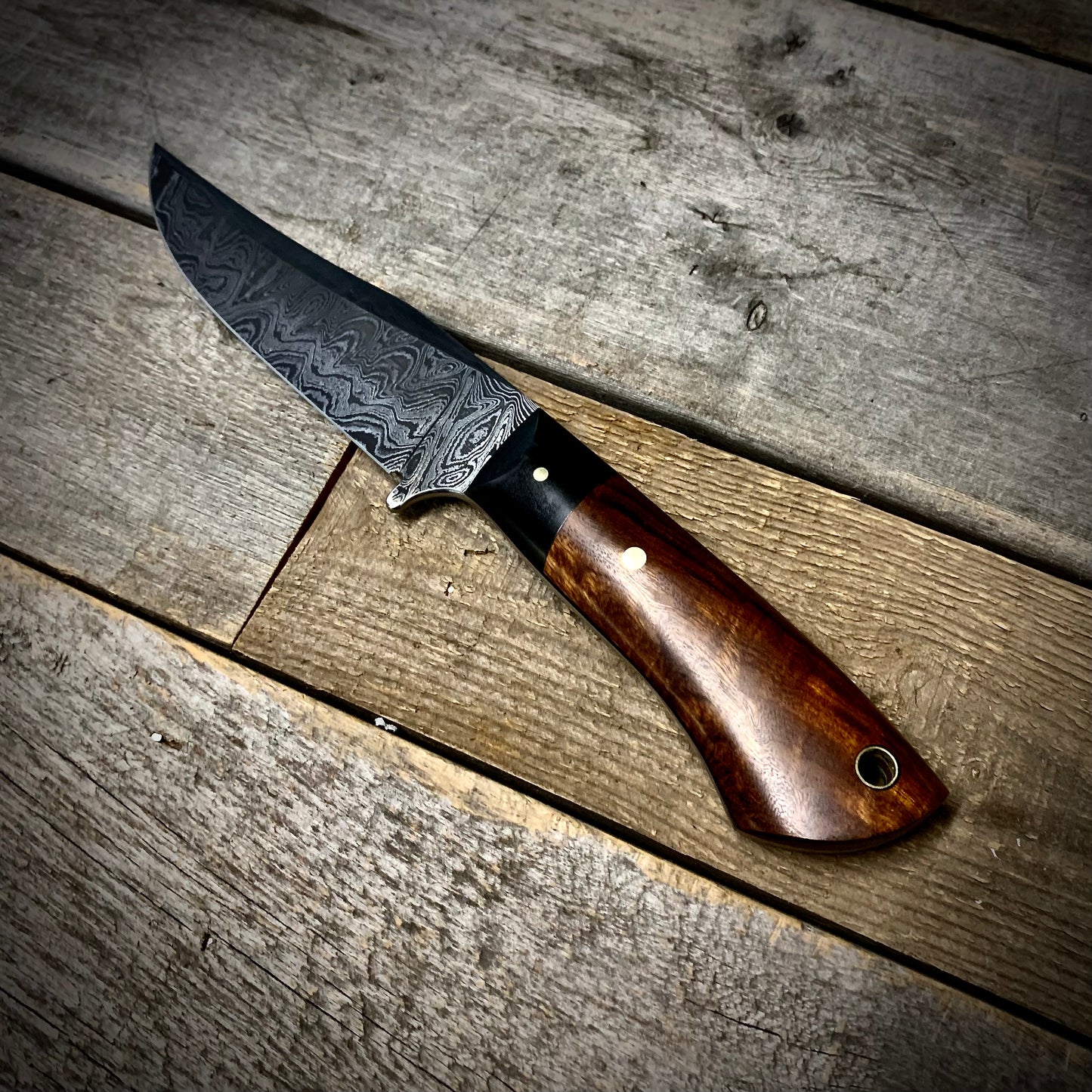 Damascus Hunter Desert Ironwood Burl Handle