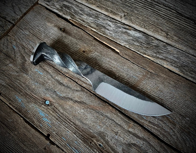 Hand Forged Railroad Spike Hunting Knife (Drop Point)