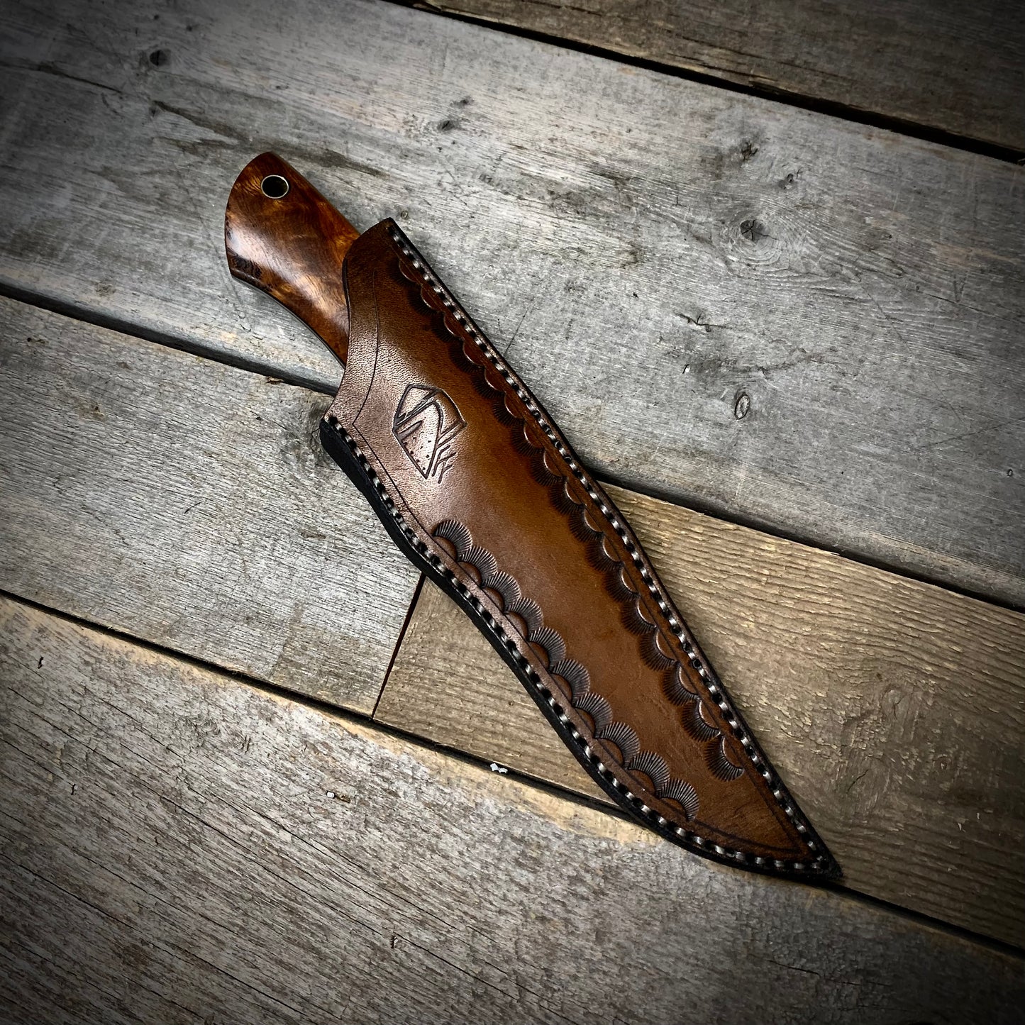 Damascus Hunter Desert Ironwood Burl Handle