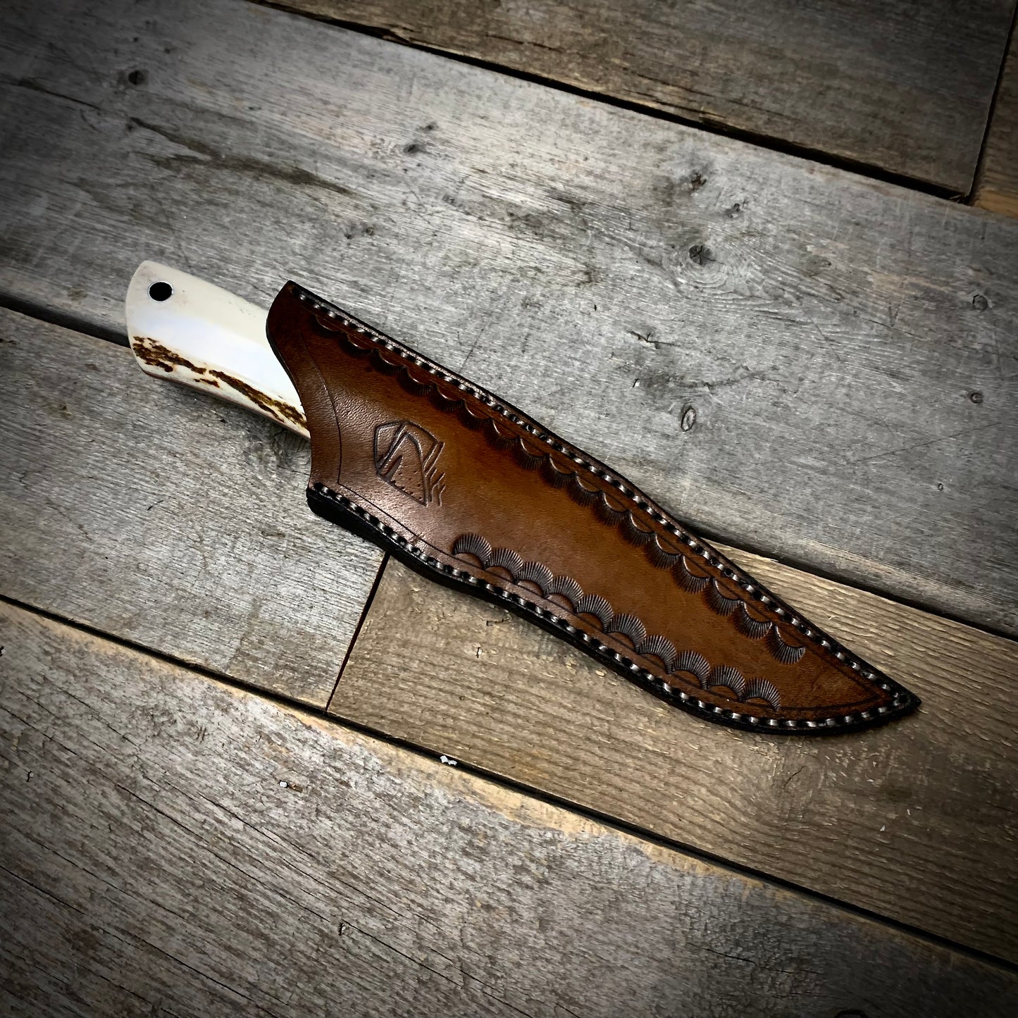 Damascus Hunter Moose Antler Handle