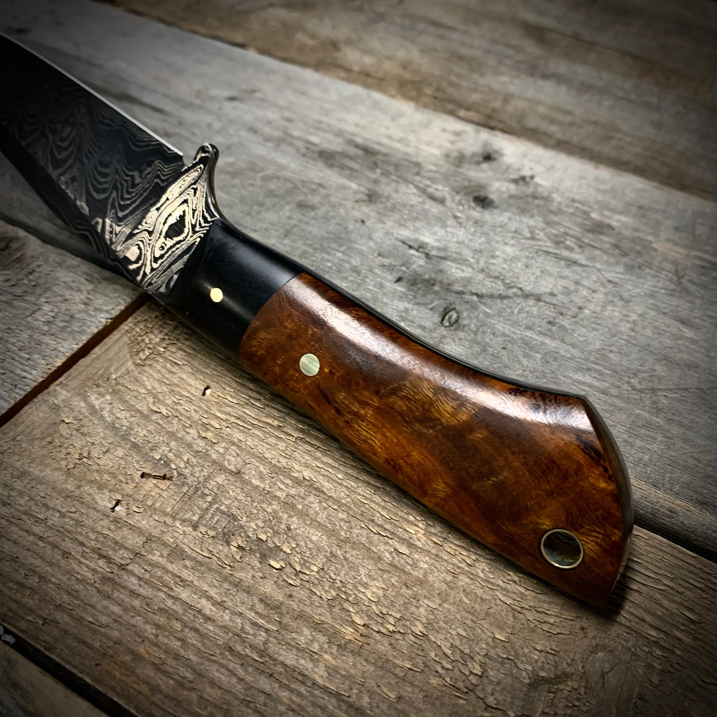 Damascus Hunter Desert Ironwood Burl Handle