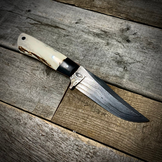 Damascus Hunter Moose Antler Handle