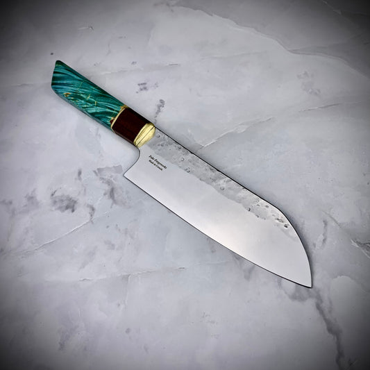 Japanese Santoku - Live Edge Maple Handle - Forged AEB-L Stainless