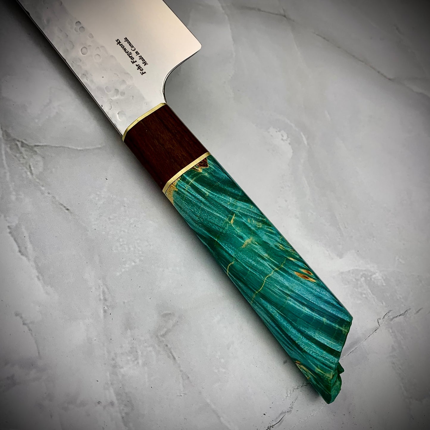 Japanese Santoku - Live Edge Maple Handle - Forged AEB-L Stainless