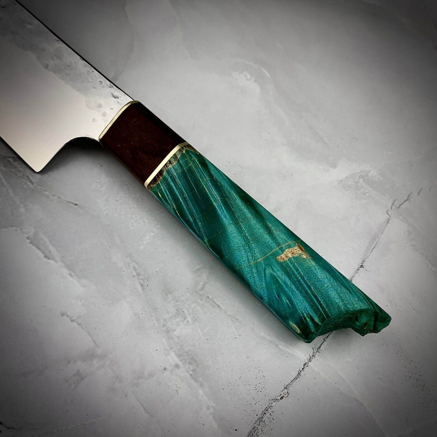 Japanese Santoku - Live Edge Maple Handle - Forged AEB-L Stainless