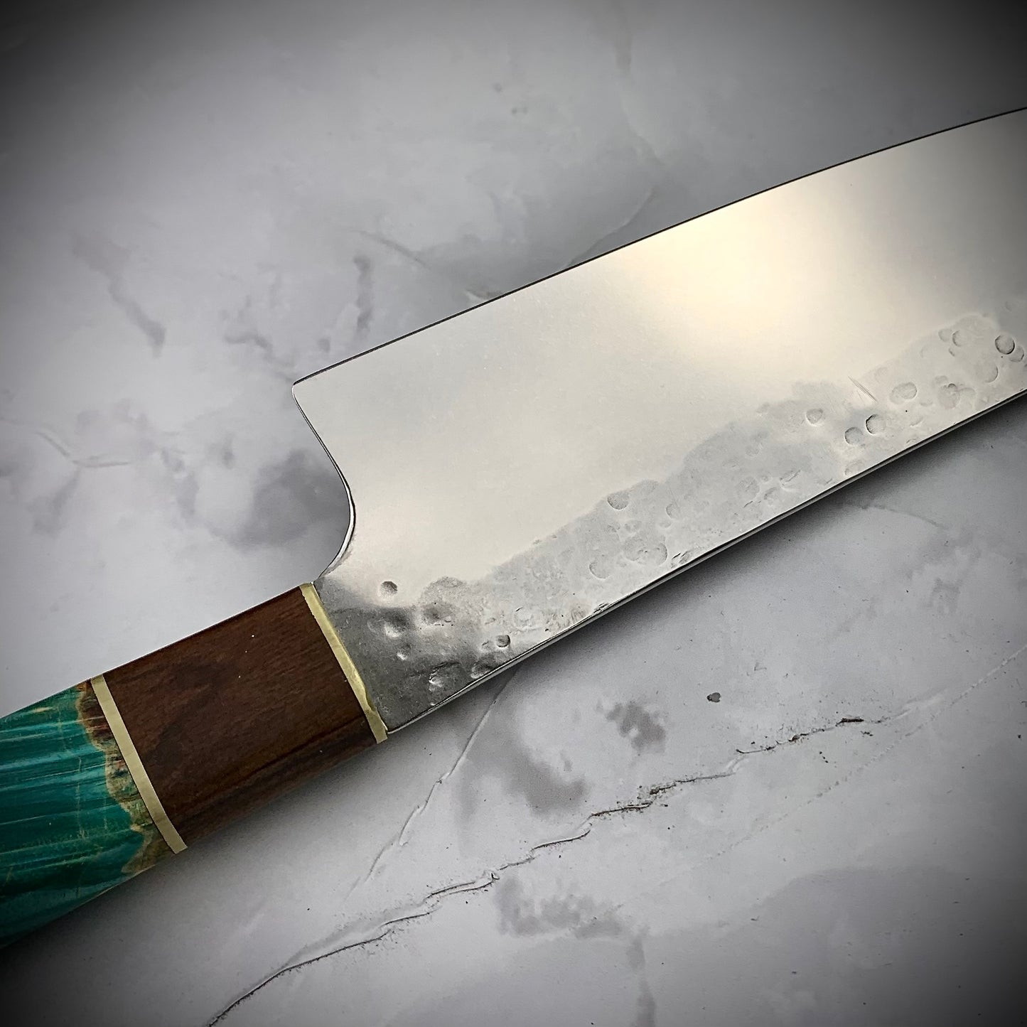 Japanese Santoku - Live Edge Maple Handle - Forged AEB-L Stainless