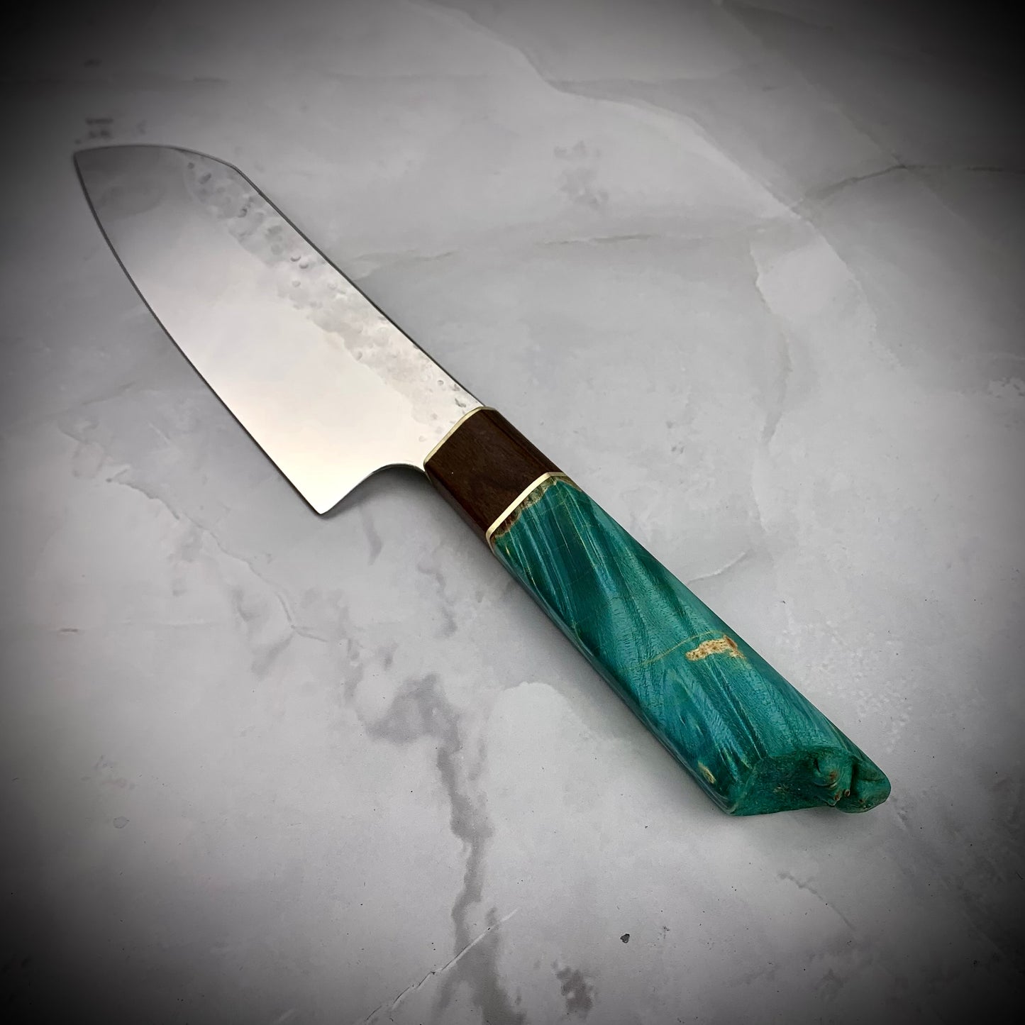 Japanese Santoku - Live Edge Maple Handle - Forged AEB-L Stainless