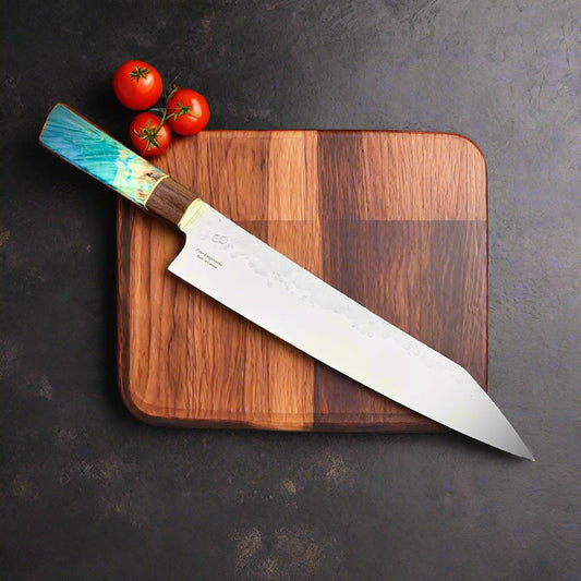 Japanese Kiritsuke - Live Edge Wa Handle - Forged AEB-L Stainless