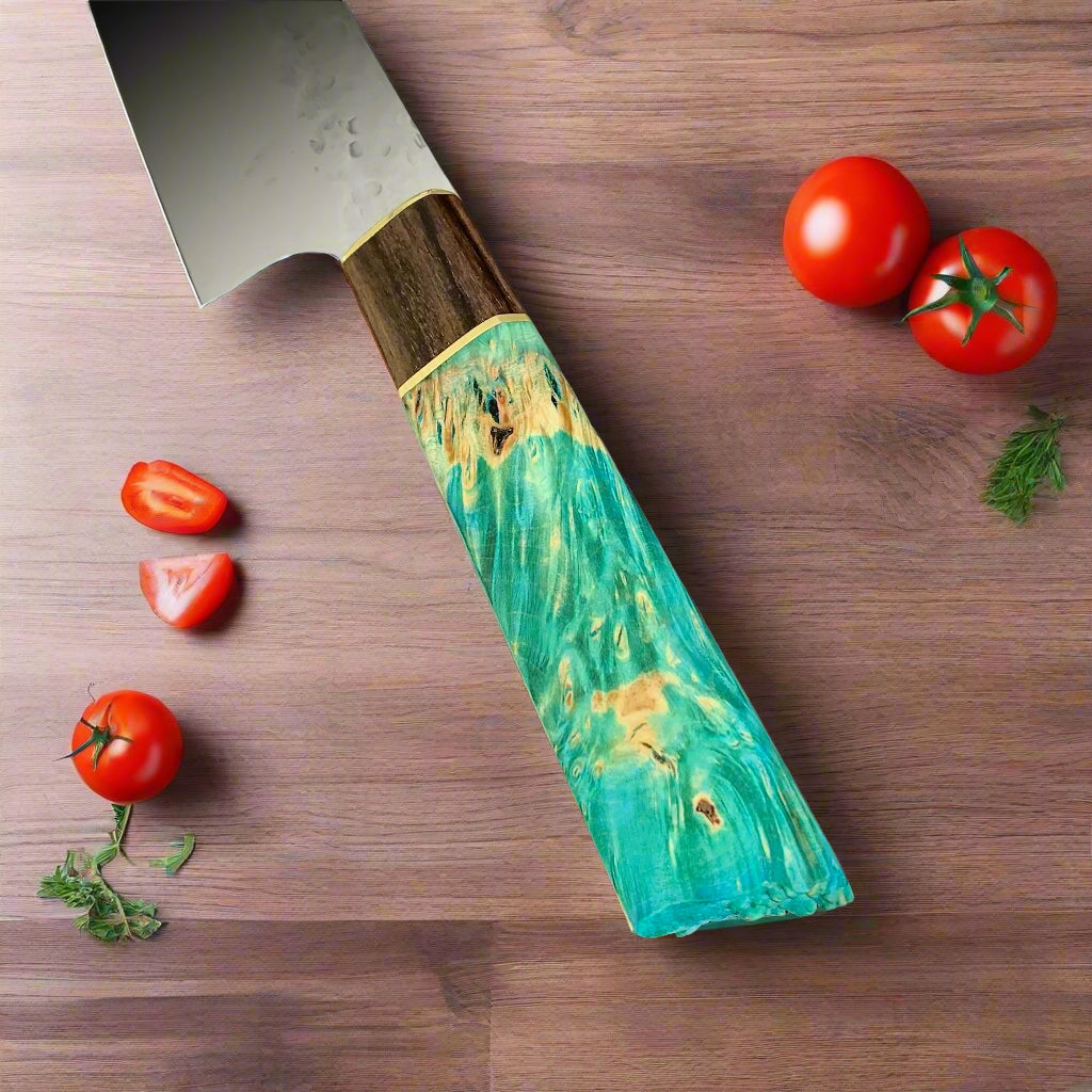 Japanese Kiritsuke - Live Edge Wa Handle - Forged AEB-L Stainless
