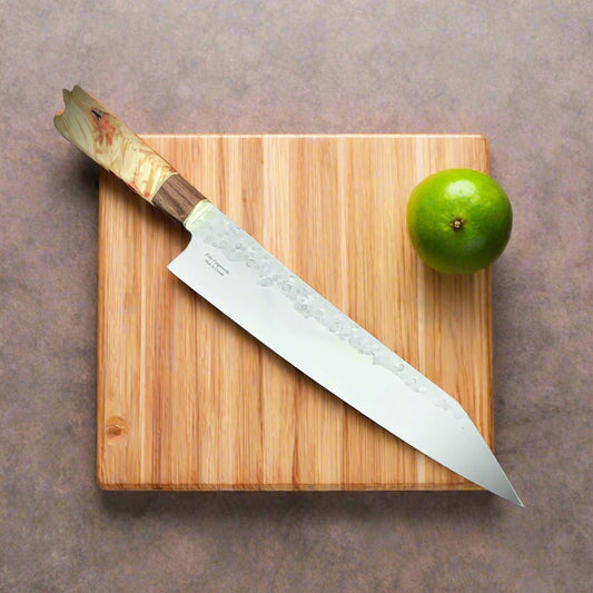 Japanese Kiritsuke - Live Edge Wa Handle - Forged AEB-L Stainless