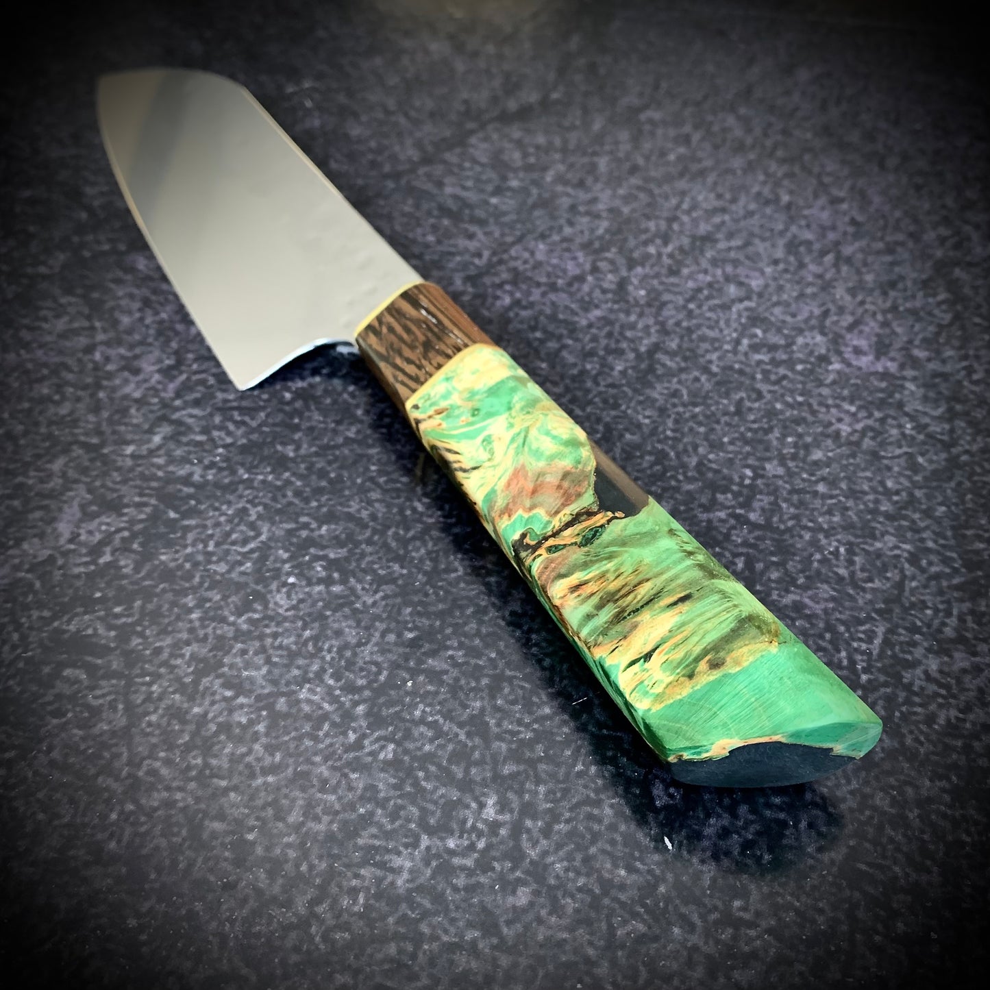 Japanese Santoku - Green Maple Handle - Forged AEB-L Stainless