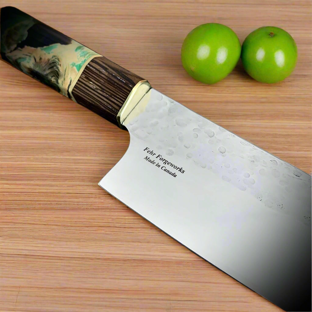 Japanese Santoku - Green Maple Handle - Forged AEB-L Stainless