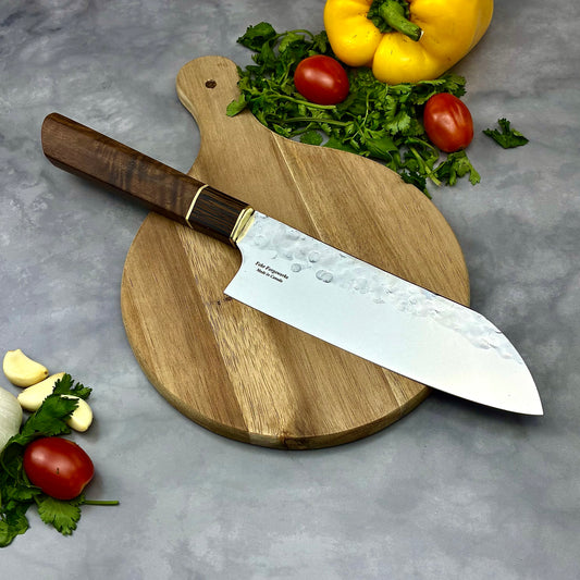 Japanese Santoku - Walnut Wa Handle - Forged AEB-L Stainless