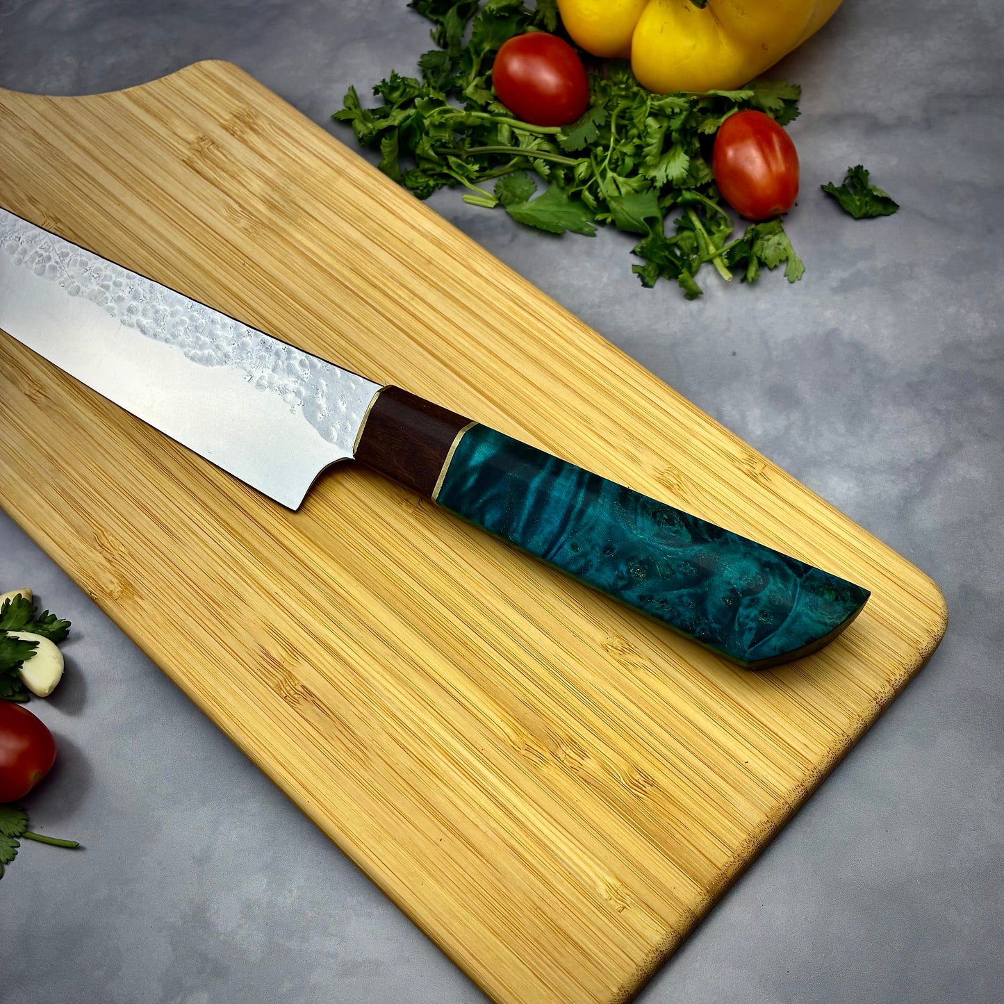 Japanese Gyuto - Blue Maple Wa Handle - Forged AEB-L Stainless