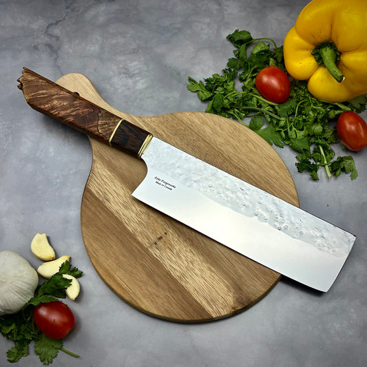 Japanese Nakiri - Live Edge Maple Handle - Forged AEB-L Stainless