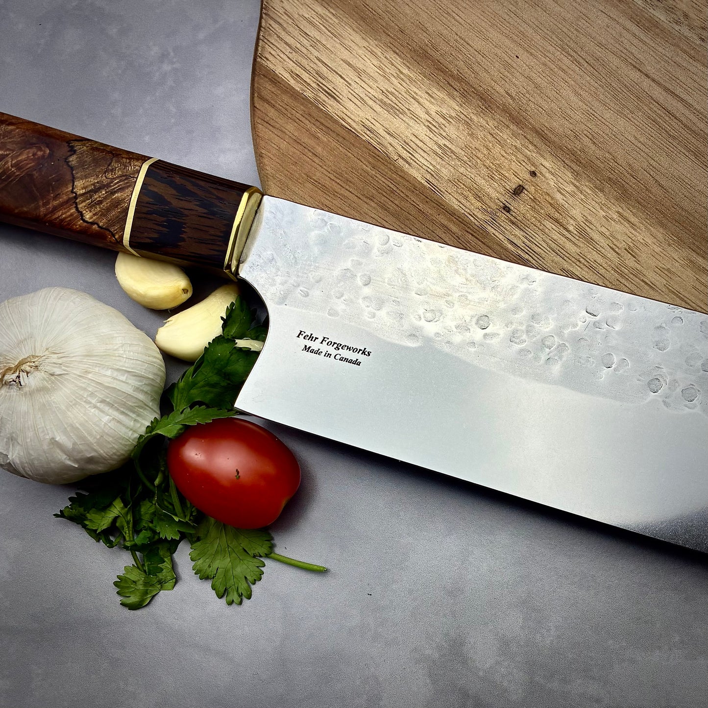 Japanese Nakiri - Live Edge Maple Handle - Forged AEB-L Stainless