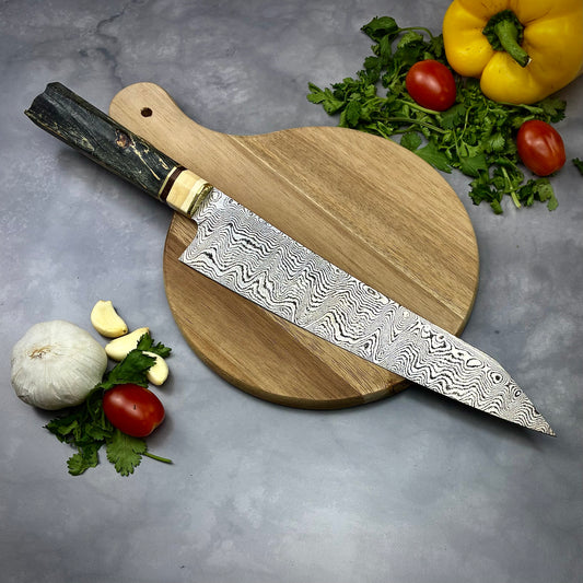 Damascus & Mammoth Tusk Japanese Kiritsuke