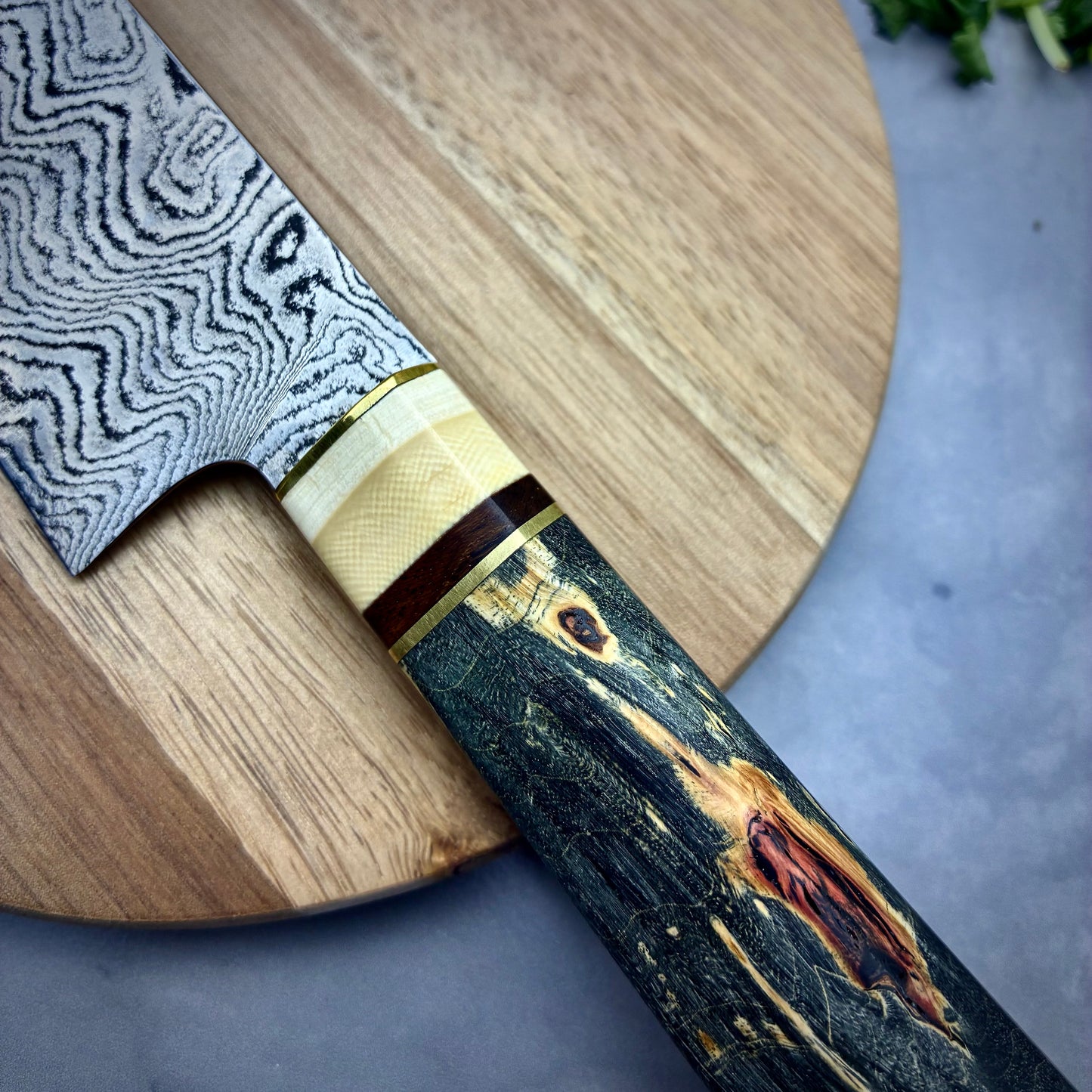 Damascus & Mammoth Tusk Japanese Kiritsuke