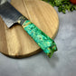 Japanese Santoku - Live Edge Maple Handle - Hand Forged Damascus Steel