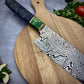 Japanese Santoku - Live Edge Maple Handle - Hand Forged Damascus Steel
