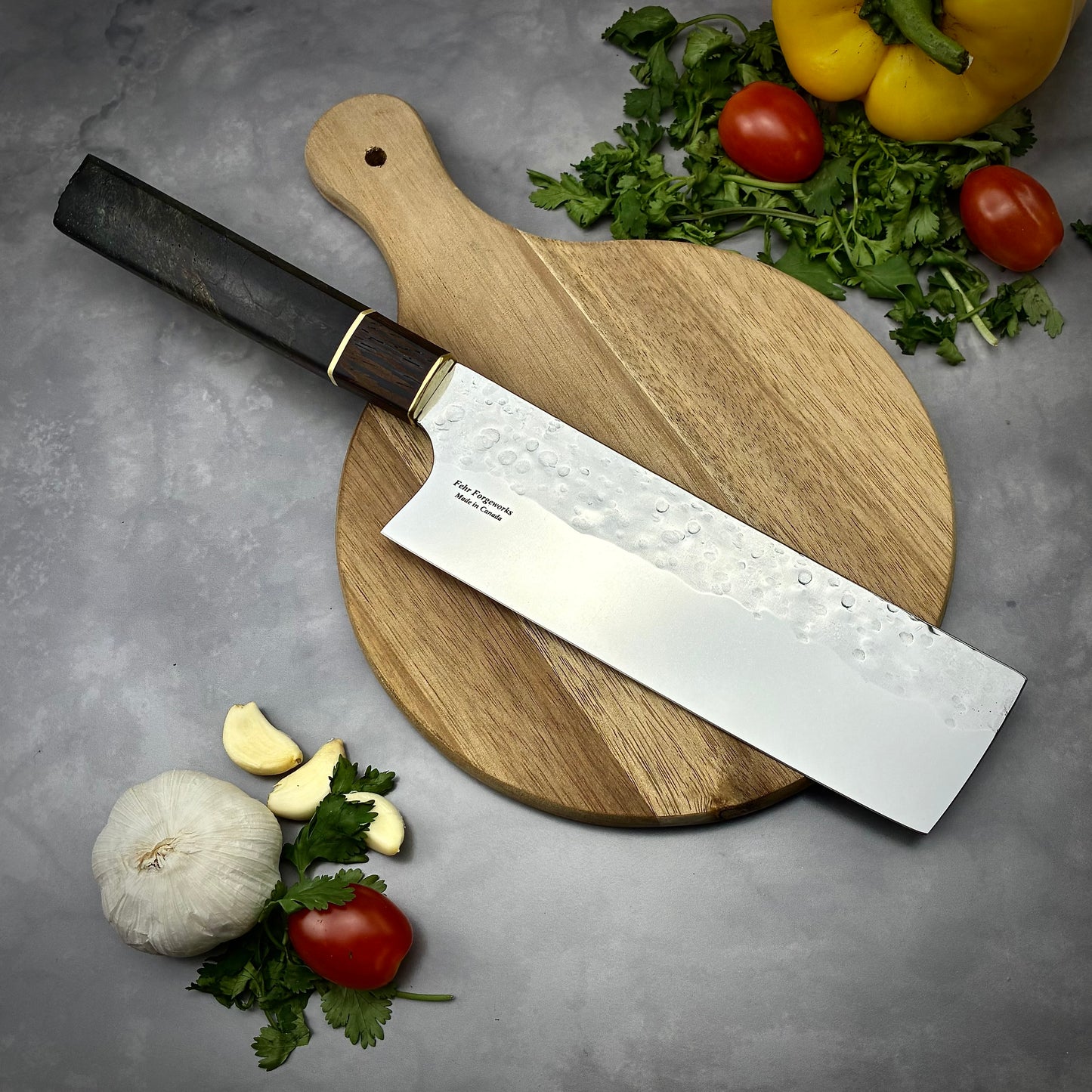 Japanese Nakiri - Live Edge Maple Handle - Forged AEB-L Stainless