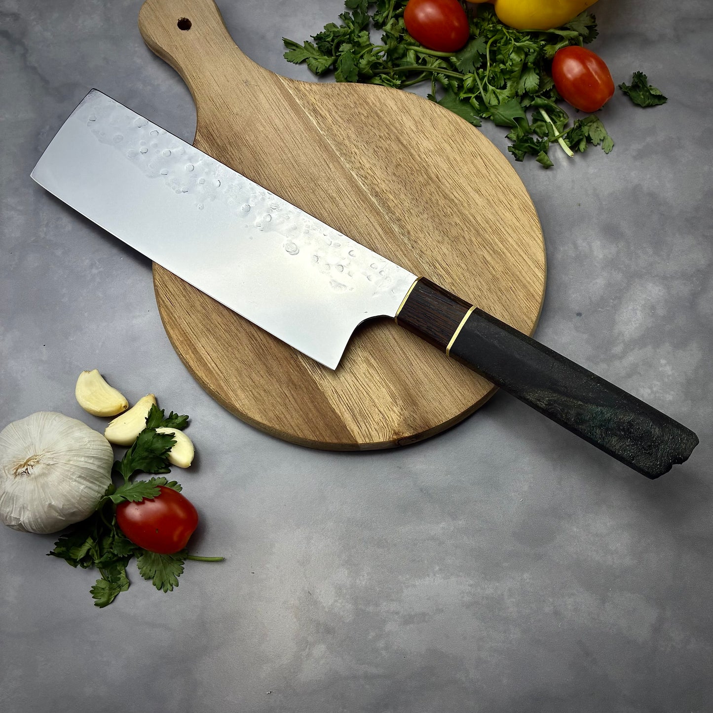 Japanese Nakiri - Live Edge Maple Handle - Forged AEB-L Stainless