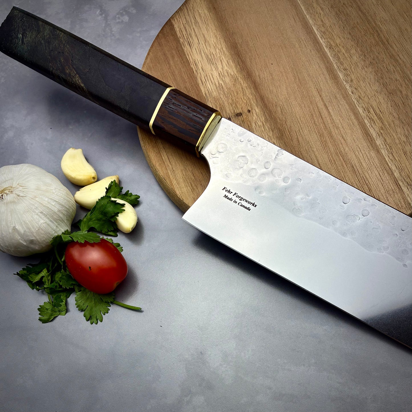 Japanese Nakiri - Live Edge Maple Handle - Forged AEB-L Stainless