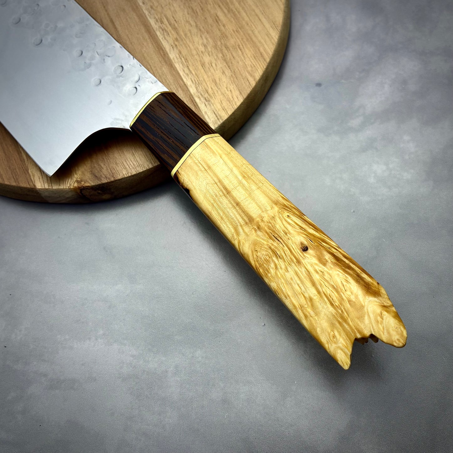 Japanese Nakiri - Live Edge Maple Handle - Forged AEB-L Stainless