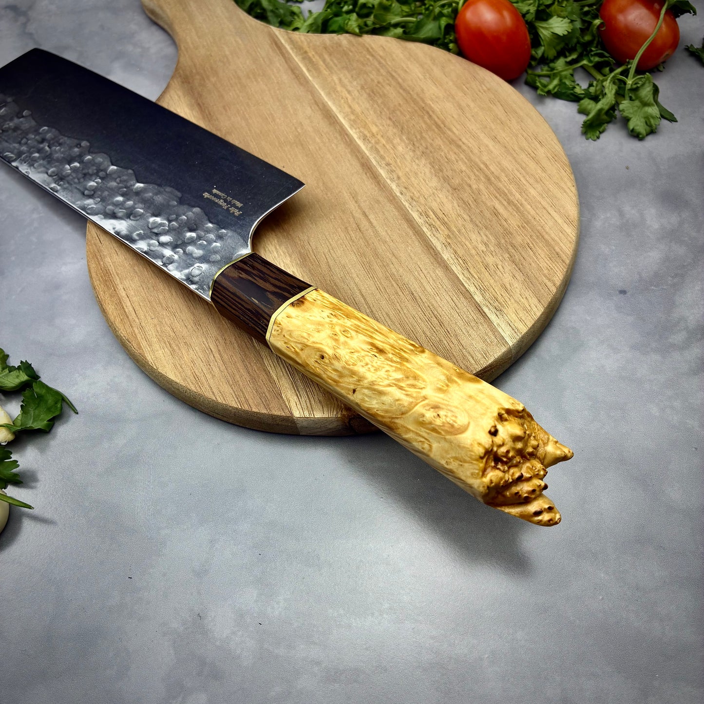 Japanese Nakiri - Live Edge Maple Handle - Forged AEB-L Stainless