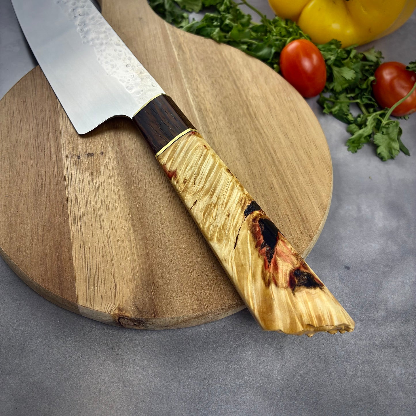 Japanese Kiritsuke - Live Edge Wa Handle - Forged AEB-L Stainless