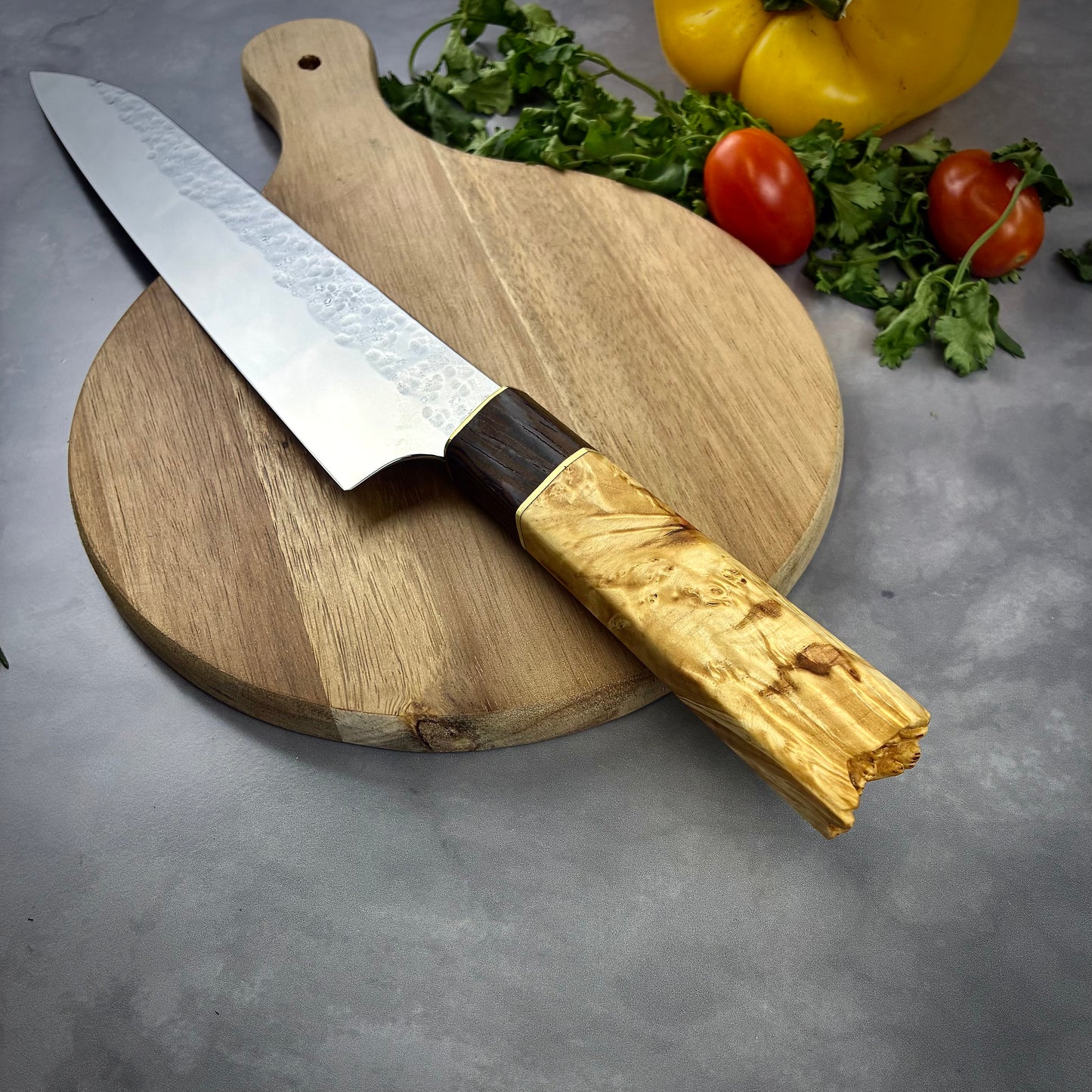 Japanese Gyuto - Live Edge Maple Handle - Forged AEB-L Stainless