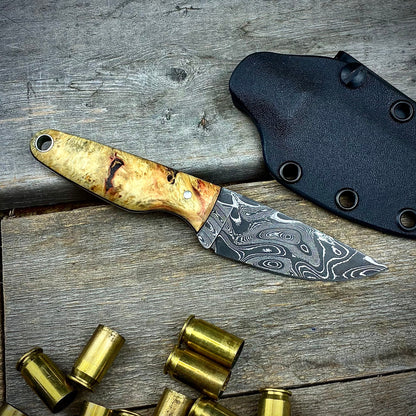 Damascus EDC Maple Burl Handle