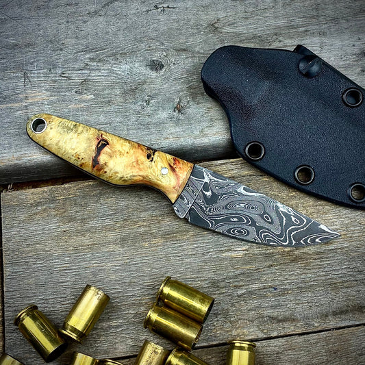 Damascus EDC Maple Burl Handle