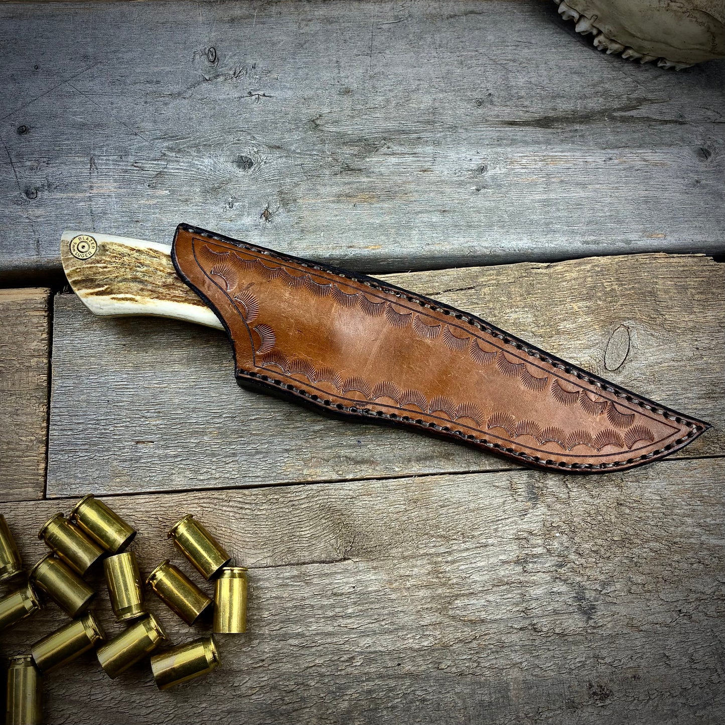 Damascus Hunter Moose Antler Handle