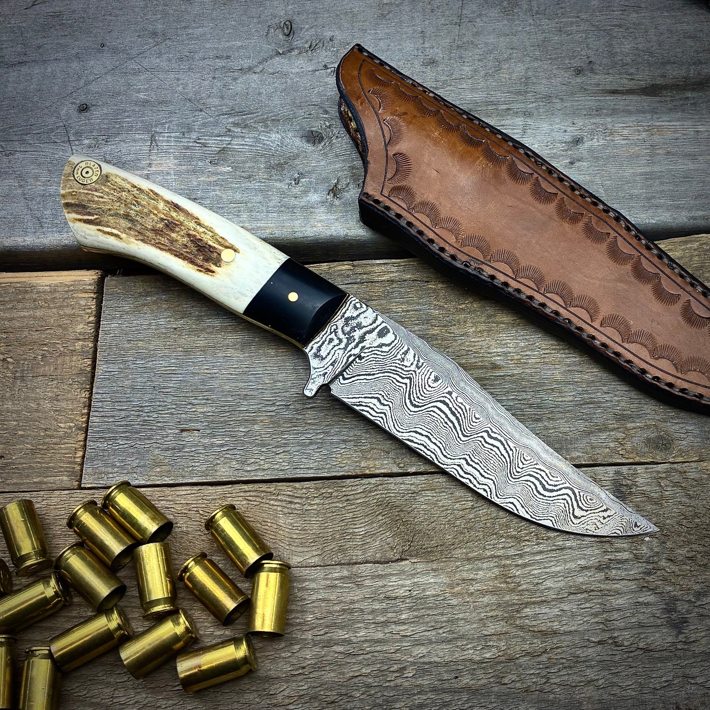 Damascus Hunter Moose Antler Handle