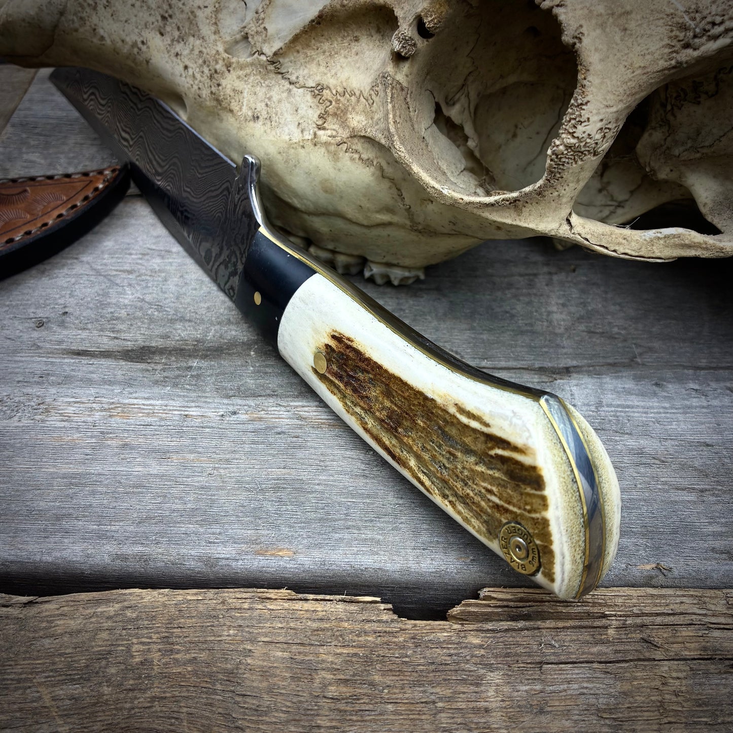 Damascus Hunter Moose Antler Handle