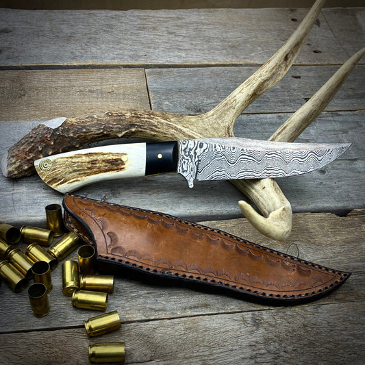 Damascus Hunter Moose Antler Handle